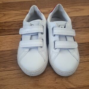 Veja Kids White Esplar Velcro Sneakers Unisex Red White Blue Sz 10